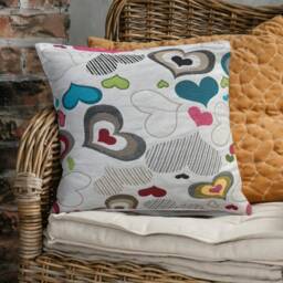"Thick Shabby Style Tapestry Hearts Cushion Cover. Textured Throw Pillow. 16""/18" - thumbnail 2