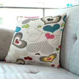 "Thick Shabby Style Tapestry Hearts Cushion Cover. Textured Throw Pillow. 16""/18" - thumbnail 1