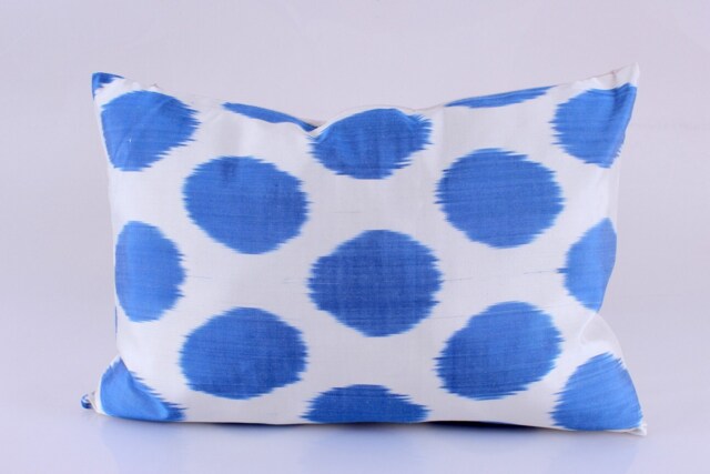 Ikat Silk Velvet Pillow 16x24 - Handmade Boho Cushion Cover Turkish Home Decor Accent - image 1