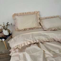 Ruffle Bedding 100% Cotton Set 4 Pcs - 2 Pillowcases, Duvet Cover, Flat Or Fitted Sheet. Twin, Full, Double, Queen, King, Custom Size - thumbnail 3
