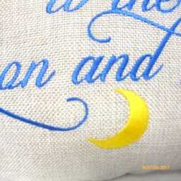 Embroidered Burlap Pillow With Love You To The Moon & Back - thumbnail 3