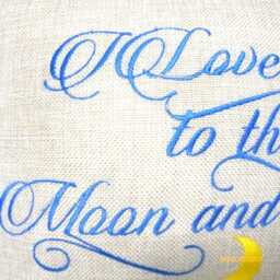 Embroidered Burlap Pillow With Love You To The Moon & Back - thumbnail 4