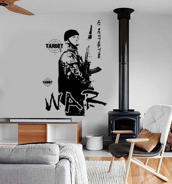 Wall Vinyl War Soldier Target Military Army Cool Decal Mural Art 1624Dz - image 1