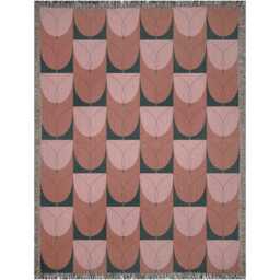 Pink Mid Century Modern Tulip Pattern Woven Cotton Throw Blankets - thumbnail 4