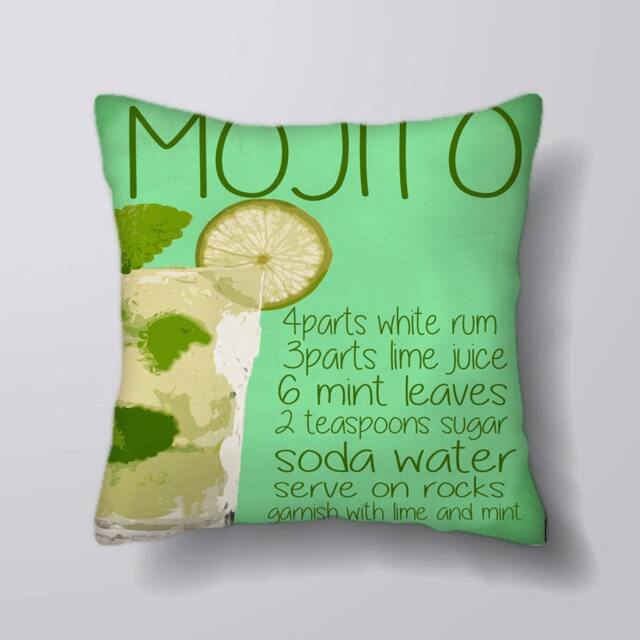 Cocktail Recipe Mojito -Cushion Cover Case Or Stuffed With Insert