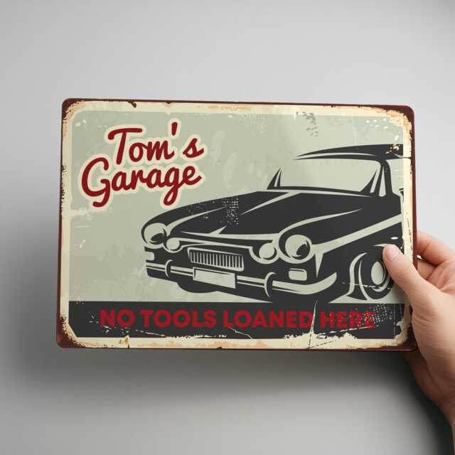 Personalised Garage Sign Custom Metal Wall Art Vintage Car Workshop Decoration For Motor Lovers