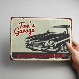 Personalised Garage Sign Custom Metal Wall Art Vintage Car Workshop Decoration For Motor Lovers - thumbnail 1