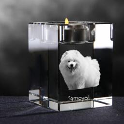 Samoyed, Crystal Candlestick With Dog, Souvenir, Decoration, Limited Edition, Collection - thumbnail 2