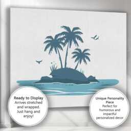 Simple Tropical Island Palm Trees Coastal Landscape Illustration Canvas Wall Art Print Decor Picture Ready To Hang - thumbnail 3