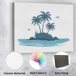 Simple Tropical Island Palm Trees Coastal Landscape Illustration Canvas Wall Art Print Decor Picture Ready To Hang - thumbnail 2