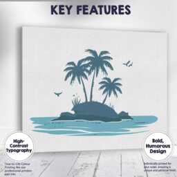 Simple Tropical Island Palm Trees Coastal Landscape Illustration Canvas Wall Art Print Decor Picture Ready To Hang - thumbnail 1