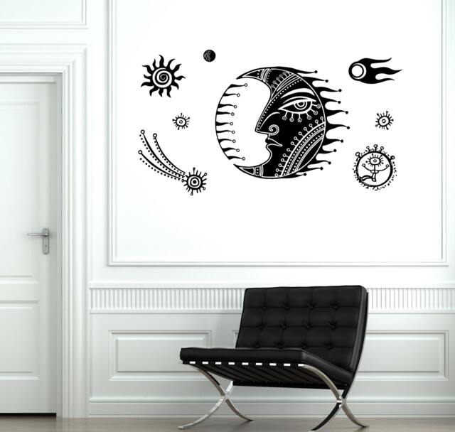 Wall Decal Moon Star Space Universe Comet Mural Vinyl Sticker 1858Dz - image 1
