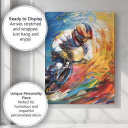 Vibrant Motocross Rider Dynamic Abstract Action Painting Canvas Wall Art Print Decor Picture Ready To Hang - thumbnail 3