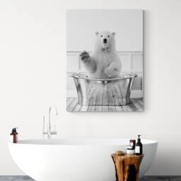 Funny Polar Bear Bathroom Art - Wrapped Canvas Or Photo Print - thumbnail 2
