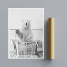 Funny Polar Bear Bathroom Art - Wrapped Canvas Or Photo Print - thumbnail 3