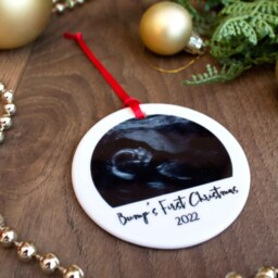 Bump's First Christmas Ornament Personalised Decoration - Round Ceramic Personalized Ornaments Baby Announcement Bauble - thumbnail 2