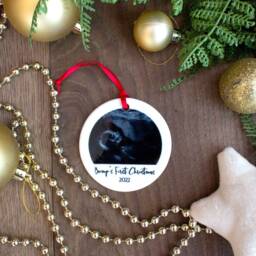 Bump's First Christmas Ornament Personalised Decoration - Round Ceramic Personalized Ornaments Baby Announcement Bauble - thumbnail 3