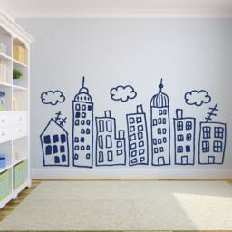 Doodle Houses Wall Decal Hand Drawn Vinyl Stickers For Kids Room Lw98 - thumbnail 4