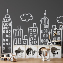 Doodle Houses Wall Decal Hand Drawn Vinyl Stickers For Kids Room Lw98 - thumbnail 2