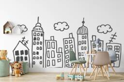 Doodle Houses Wall Decal Hand Drawn Vinyl Stickers For Kids Room Lw98 - thumbnail 1