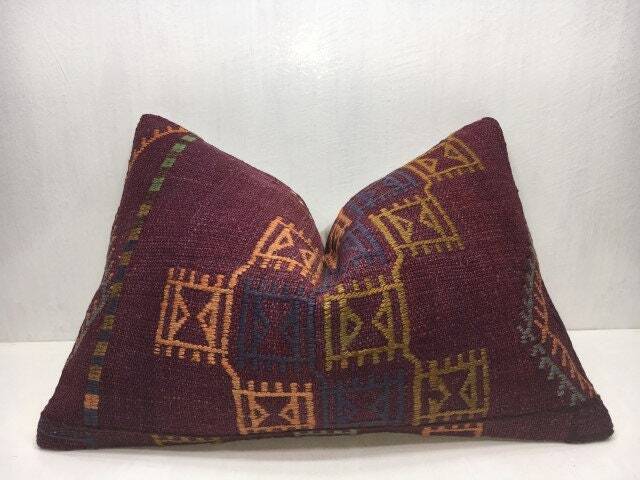 Vintage Kilim Pillow Cover, Handwoven Turkish Bohemian Accent, 16x24 - image 1