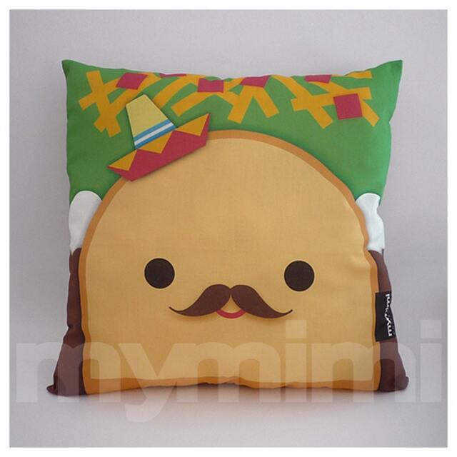Kawaii Taco Pillow With Sombrero Mexican Food Cushion, Kids Room Decor - 12x12