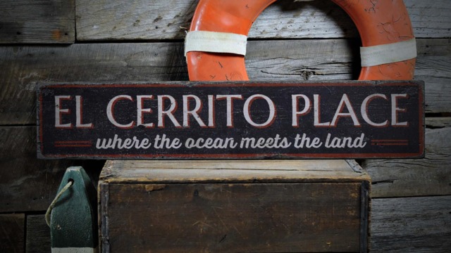 El Cerrito Sign, Place Destination Ceritto California, Man Cave Wall Decor - Rustic Hand Made Wooden Sign - image 1