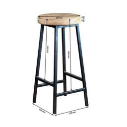 Handcrafted Industrial Oak Bar Stool - Bertie Broadoak Customizable Height - thumbnail 3