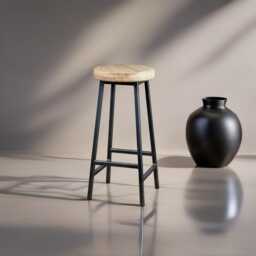 Handcrafted Industrial Oak Bar Stool - Bertie Broadoak Customizable Height - thumbnail 4