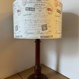 Vintage Postcard Lampshade French Shabby Chic Airmail , Stamps Postmarks , Fatta Da Mamma - thumbnail 3