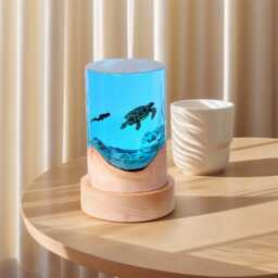 Handmade Ocean Resin Night Light Whale Shark & Diver Scene - thumbnail 3