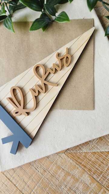Personalised Kids Name Flag - Custom Wood Pennant Sign Room Wall Art Nursery Decor Acrylic - image 1