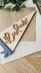 Personalised Kids Name Flag - Custom Wood Pennant Sign Room Wall Art Nursery Decor Acrylic - thumbnail 1