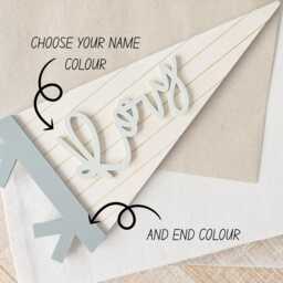 Personalised Kids Name Flag - Custom Wood Pennant Sign Room Wall Art Nursery Decor Acrylic - thumbnail 2
