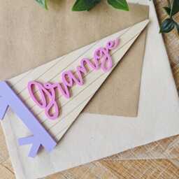 Personalised Kids Name Flag - Custom Wood Pennant Sign Room Wall Art Nursery Decor Acrylic - thumbnail 3