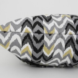 Chevron Pillow Cover Waverly Nightfall Print, Black, Gray, Tan - 16x16 - thumbnail 3