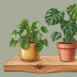 Plant Shelf Wall Stickers, Potted House Plants On Rustic Wooden Floating Shelves, 3D Effect Decals, Monstera & Fern Decor, 1 2 Or 3 - thumbnail 4