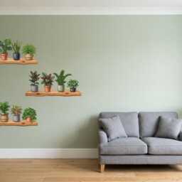 Plant Shelf Wall Stickers, Potted House Plants On Rustic Wooden Floating Shelves, 3D Effect Decals, Monstera & Fern Decor, 1 2 Or 3 - thumbnail 2