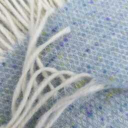 Blanket/Throw, 100% Pure New Wool, Soft Sky Blue, With Fringed Edge 140x185cms - thumbnail 2
