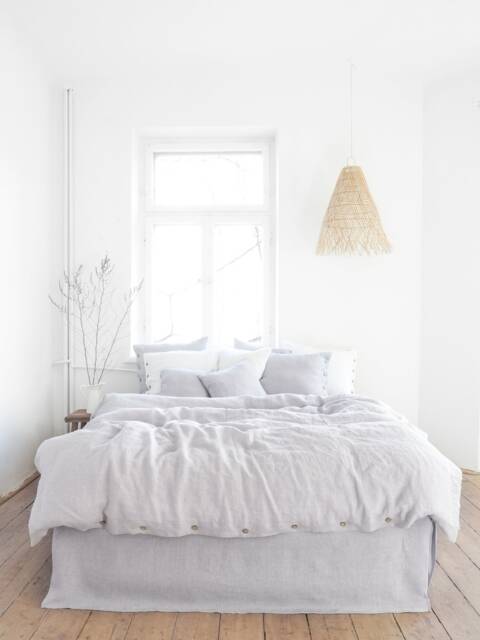 Light Grey Linen Duvet Cover - Soft Stonewashed Natural Bedding, Queen & King Sizes - image 1