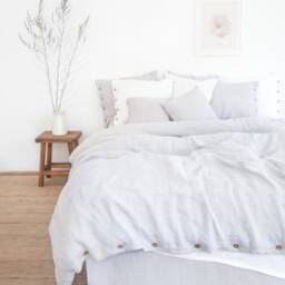 Light Grey Linen Duvet Cover - Soft Stonewashed Natural Bedding, Queen & King Sizes - thumbnail 3