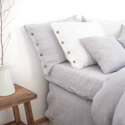 Light Grey Linen Duvet Cover - Soft Stonewashed Natural Bedding, Queen & King Sizes - thumbnail 2