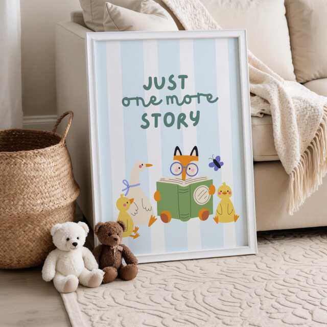 Just One More Story Print Nursery Book Graphic, Playroom Art - Unframed - image 1