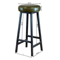 Industrial Leather Bar Stool - Kitchen Island Custom Height Counter Charlie Hyde Handmade in Britain - thumbnail 4