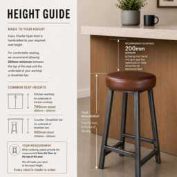 Industrial Leather Bar Stool - Kitchen Island Custom Height Counter Charlie Hyde Handmade in Britain - thumbnail 2