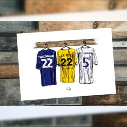 Jude Bellingham Themed Career So Far Dressing Room Kit Print Hand Illustrated Design - thumbnail 1