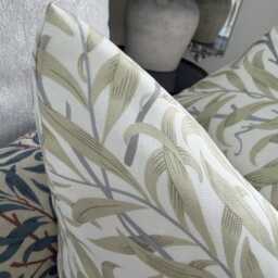 William Morris Pillow Cover Handmade Willow Cushion Double Sided Natural Beige Grey Leaf Design - thumbnail 3