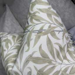 William Morris Pillow Cover Handmade Willow Cushion Double Sided Natural Beige Grey Leaf Design - thumbnail 4