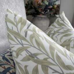 William Morris Pillow Cover Handmade Willow Cushion Double Sided Natural Beige Grey Leaf Design - thumbnail 2