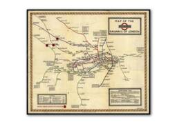 London Subway Underground Map - Vintage 1923 Leslie Macdonald Gill -Antique British Antique Britain - thumbnail 1